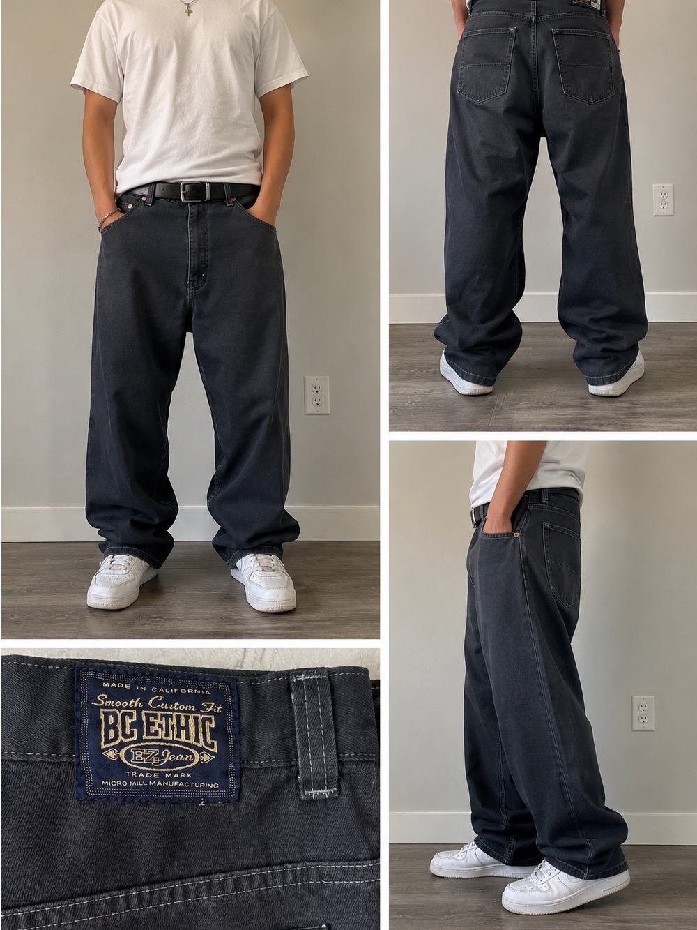 Made in USA B.C. Ethic Baggy Jeans Gray Size 36 Y2K Streetwear